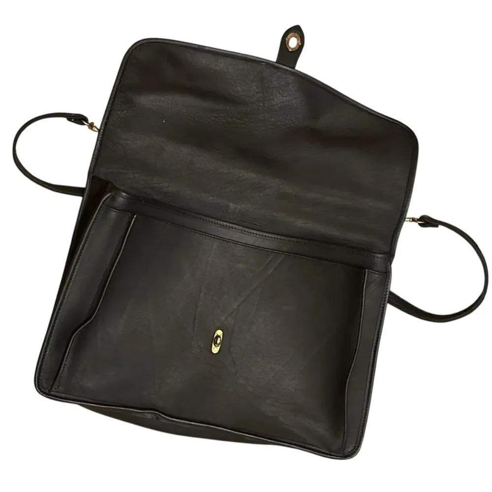 Jack George’s Leather Turnlock Briefcase Travel Bag Messenger Work Bag Black